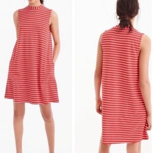 NWT J. Crew Swingy Sleeveless Dress - Red/White Stripe XS